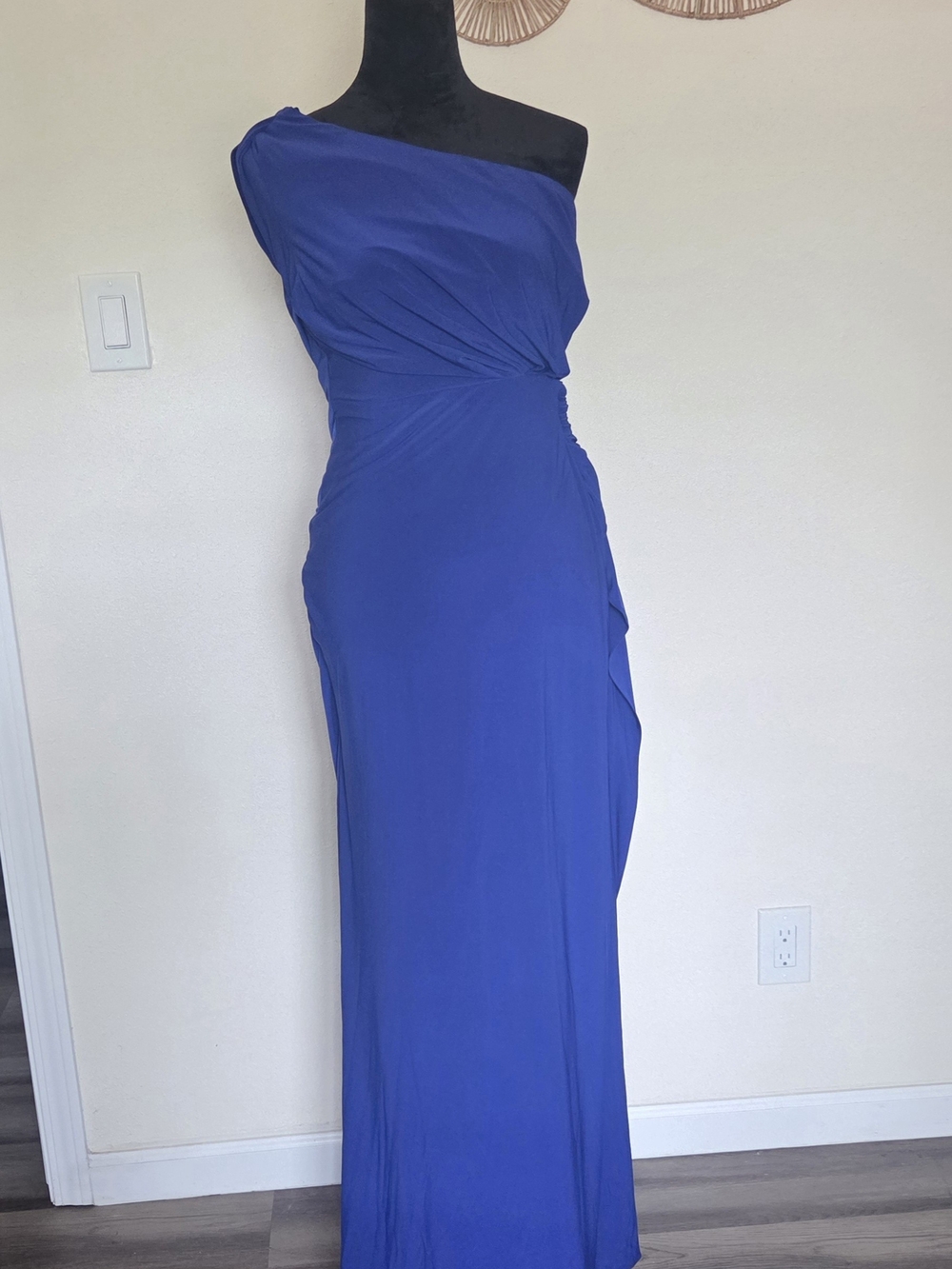 Adrianna Papell One-Shoulder Royal Blue Evening Gown Sz 16